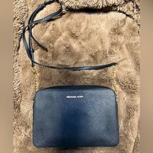 Michael Kors Navy Crossbody Bag with Gold Chain